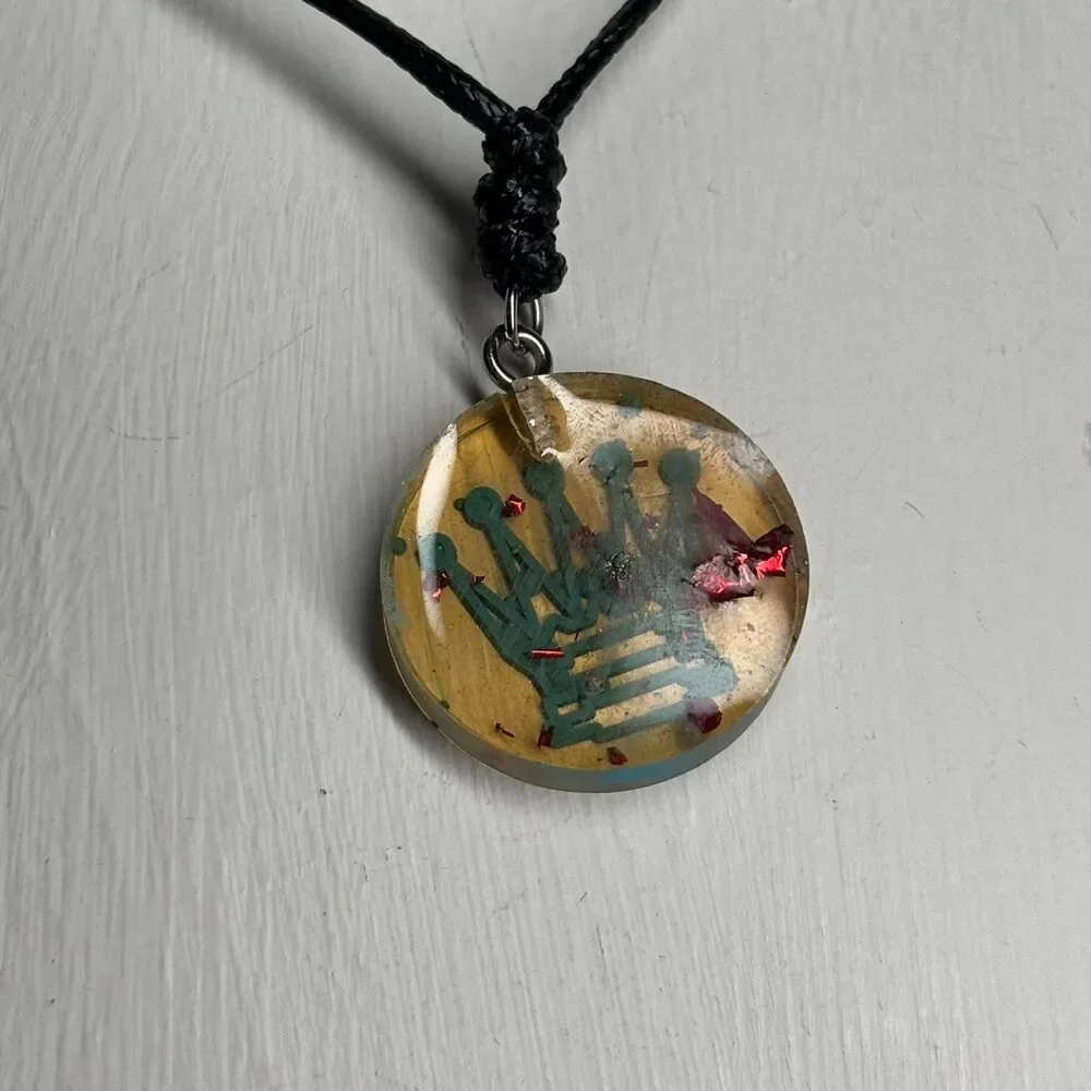 Blue Print Queen - Handmade Resin Chess Necklace - Picture 4 of 7